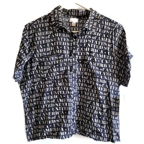 LulaRoe Amy Size XS Button Front Oversized Top United Stated America Black New - Picture 1 of 5